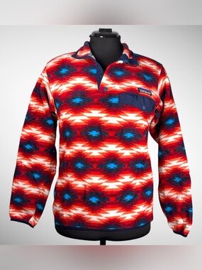 Patagonia Synchilla Snap T Fleece Pullover Women Small Red Aztec Southwest